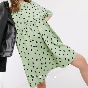 ASOS mint polka dot t shirt dress